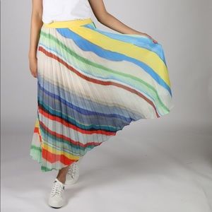 Vibrant Multicolor Pleated Midi Skirt